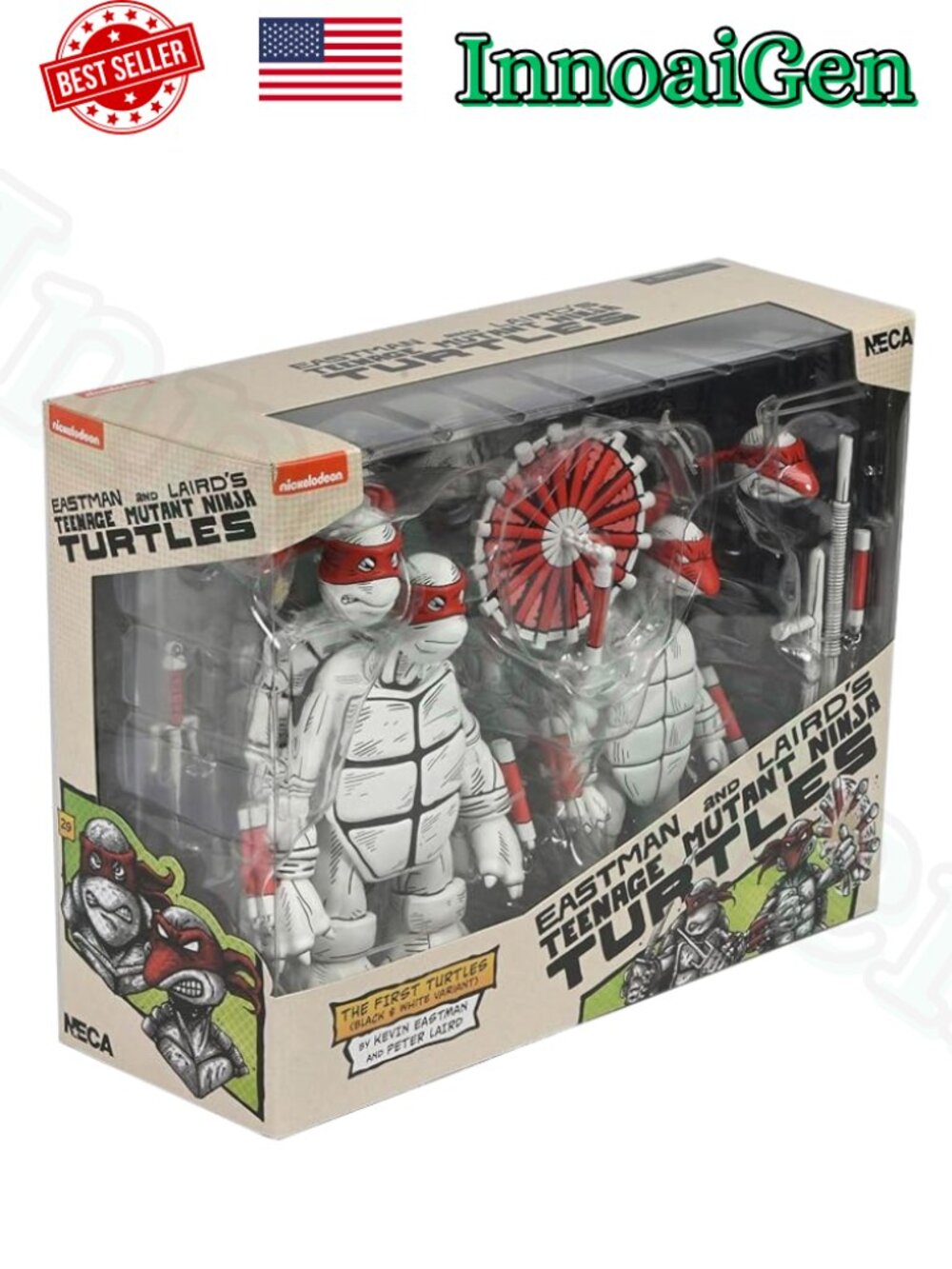 NECA TMNT The First Turtles Black & White Variant 2-Pack Action Figures Set NIB